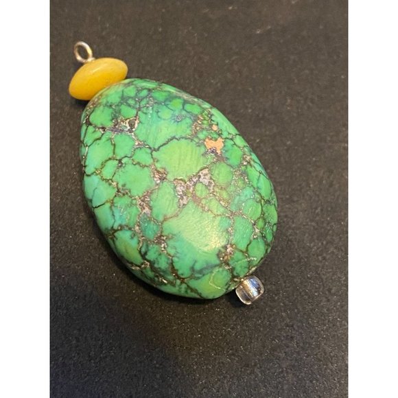 Spiderweb Matrix Turquoise Teardrop Pendant 12g -Bluegreen - Picture 4 of 4